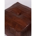 thumbnail image 5 of Handmade Eco-Friendly Geometric Brown Leather 26x26x14 Square Pouf, 5 of 8