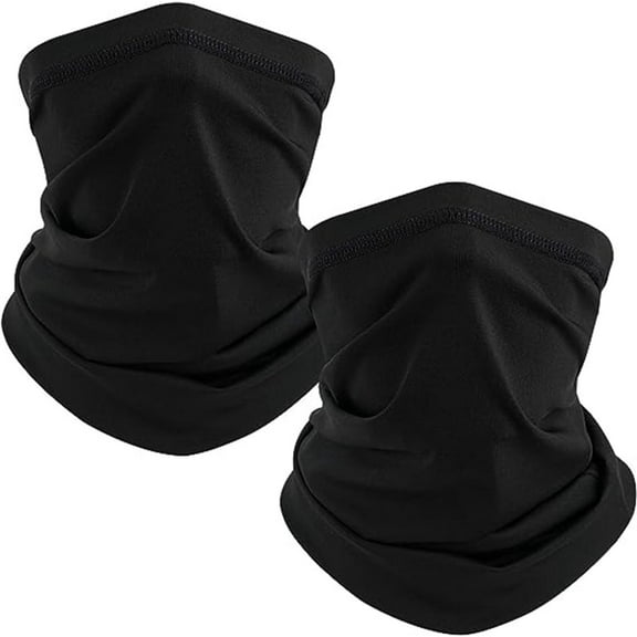 NOGIS Neck Gaiter Elastic Face -Mask for Men and Women Face Cover Scarf for Running Cycling Dust Sun UV Protection 2Pack Black