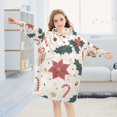 thumbnail image 5 of FORMRS Wearable Blanket Hoodie with Sleeves for Kids Cozy Flannel Sweatshirt, Beige Christmas Candy Canes, 5 of 7