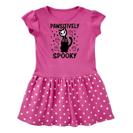 

Inktastic Pawsitively Spooky Skeleton Cat with Ghosts and Crosses Gift Baby Girl Dress