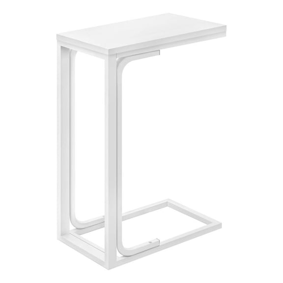 Pemberly Row C-Shaped Accent Table with White Metal Base and Surface