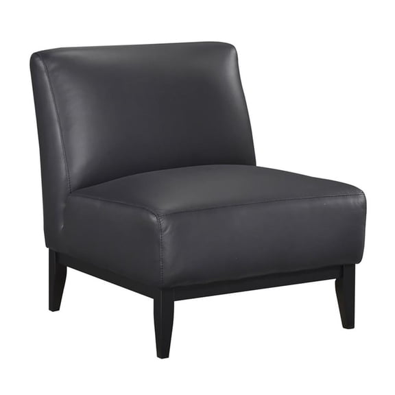 Pemberly Row Top Grain Buffalo Leather Slipper Chair in Black