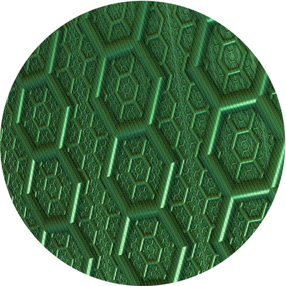 Ahgly Company Indoor Round Patterned Deep Emerald Green Area Rugs, 3' Round