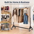 thumbnail image 2 of HOKEEPER Heavy Duty Commercial Z Base Garment Rack, 500 lbs Capacity Steel Clothing Display Rack with 2 Detachable Display Arms, 3-Level Adjustable Height 60"-72" for Store & Home, Silver, 2 of 10