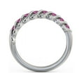 thumbnail image 3 of 0.60 Ct Round Shape Pink Sapphire Real Diamond Stunning Half Eternity Band for Ladies 14K White Gold Size 10, 3 of 7