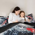 thumbnail image 4 of Manfei Japanese Koi Moon Twin Comforter Sets for Girls, Night Wave Bedding Set, Blue Red, Black Reversible 2pcs, 1 Comforter and 1 Pillowcase, 4 of 6