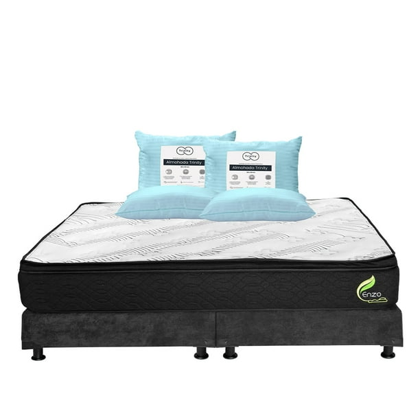 Colchón King Size Restonic Enzo + Box + 2 Almohadas Trinity