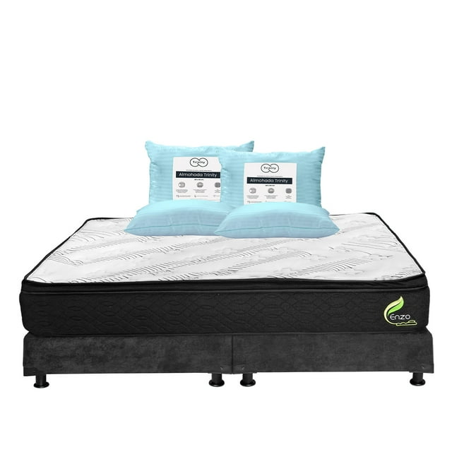 Colchón King Size Restonic Enzo + Box + 2 Almohadas Trinity