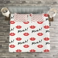 thumbnail image 3 of Ambesonne Kiss Quilted Bedspread Set 3 Pcs, Red Woman Lips Romance, Queen Size, Vermilion White, 3 of 3