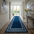 thumbnail image 2 of Beverly Rug Indoor Bordered Area Rugs, Non Slip Rubber Backing Modern Living Room Area Rug, Navy, 2x5, 2 of 9