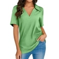 thumbnail image 1 of Women Short Sleeve Shirts V Neck Summer Tops Casual Work Basic Tees Tops, 1 of 5