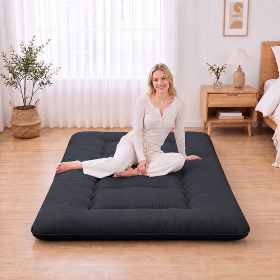 CONCETTA Memory Foam Futon Mattress, Full Size, Foldable Tatami Floor Mattress with Storage Bag, Black