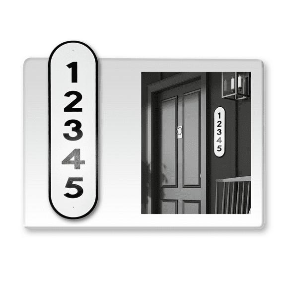 Reflective House Address Number Plaque, Custom Vertical Mailbox Number Letters, 18”x5” Pre Drilled Aluminum House Plaque for Outdoor, 12-month Warranty (White)