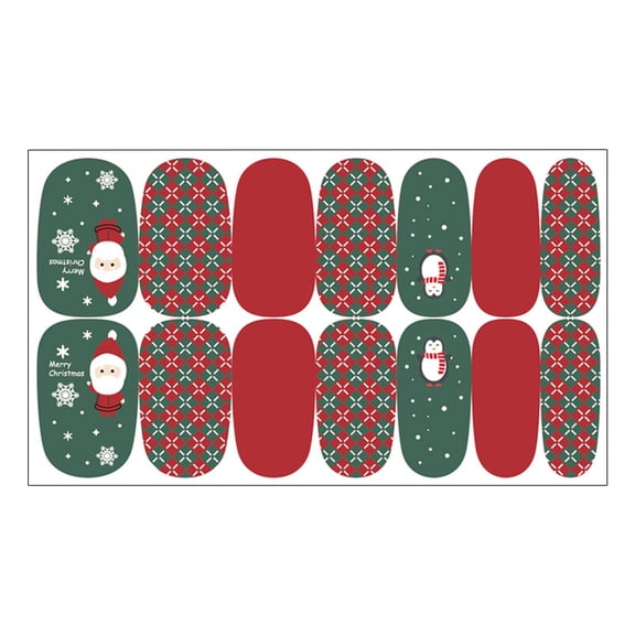 Tkrady Glitter Christmas Nail Sticker Self-Adhesive Fashion Nail Accessories Manicure Decorations Nail Art Design Xmas Nail Decals Multicolor