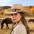 thumbnail image 2 of BRICH Cowboy Hats for Women Men Wide Brim Western Cowboy Hat Classic Roll up Resistant Felt Rancher Hats 01-Khaki One Size, 2 of 6