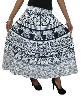 Mogul Womens Skirts Jungle Groove Elephant Print Cotton Gypsy Hippie Chic Long Skirt
