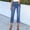 *Blue, variant on ClodeEU Women's Straight Leg Capri Jeans with Pockets,Casual Denim Cropped Pants Blue,Womens Plus L
