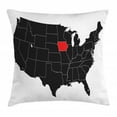 thumbnail image 1 of Iowa State Throw Pillow Cushion Cover, North America Map Showing the Iowa State Simple Cartography Design, Decorative Square Accent Pillow Case, 20 X 20 Inches, Black Vermilion White, by Ambesonne, 1 of 2