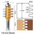 thumbnail image 2 of Broca fresadora Finger Joint FivePears con 1/2 vástago para carpintería, 2 of 6