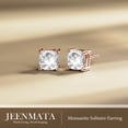 thumbnail image 3 of JeenMata 2 Carat Cushion Cut Moissanite 4 Prong Solitaire Stud Earrings in 18k Rose Gold Plating for Women, 3 of 11