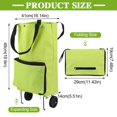 thumbnail image 2 of Shopping Cart, Foldable Shopping Bag with Rubber Wheels Shopping Cart Oxford Fabric Reusable Shopping Cart for Supermarket, Capacity Bag (Green), 2 of 4
