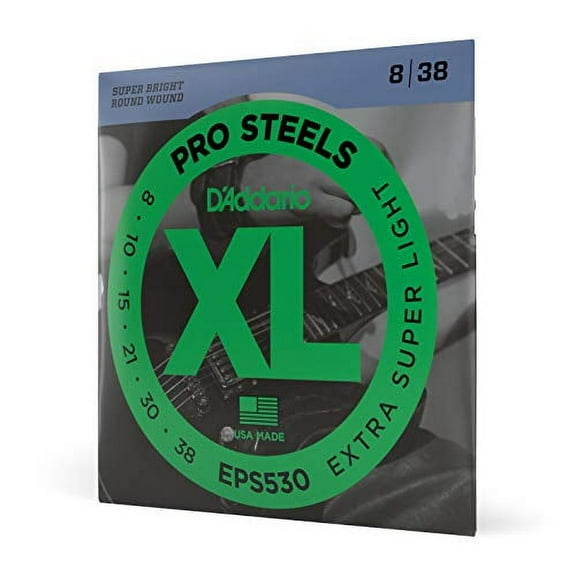 D'Addario EPS530 ProSteels Electric Guitar Strings, Extra-Super Light, 8-38