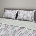 thumbnail image 2 of Aqua and Pink Comforter & Sham Bedding Set, Futuristic Streaks with Digital Spots or Dashes, 3 pcs Duvet Set Microfiber Filling Quilt, 5 Sizes, Aqua Lavender, by Ambesonne, 2 of 4