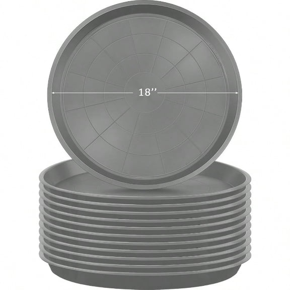 Eccliy 12 Pcs Plastic Plant Saucers Round Plant Tray Large Flower Pot Heavy Duty Planter Water Trays Thick Planter Drip Saucers For Indoors And Outdoors 18 InchGray
