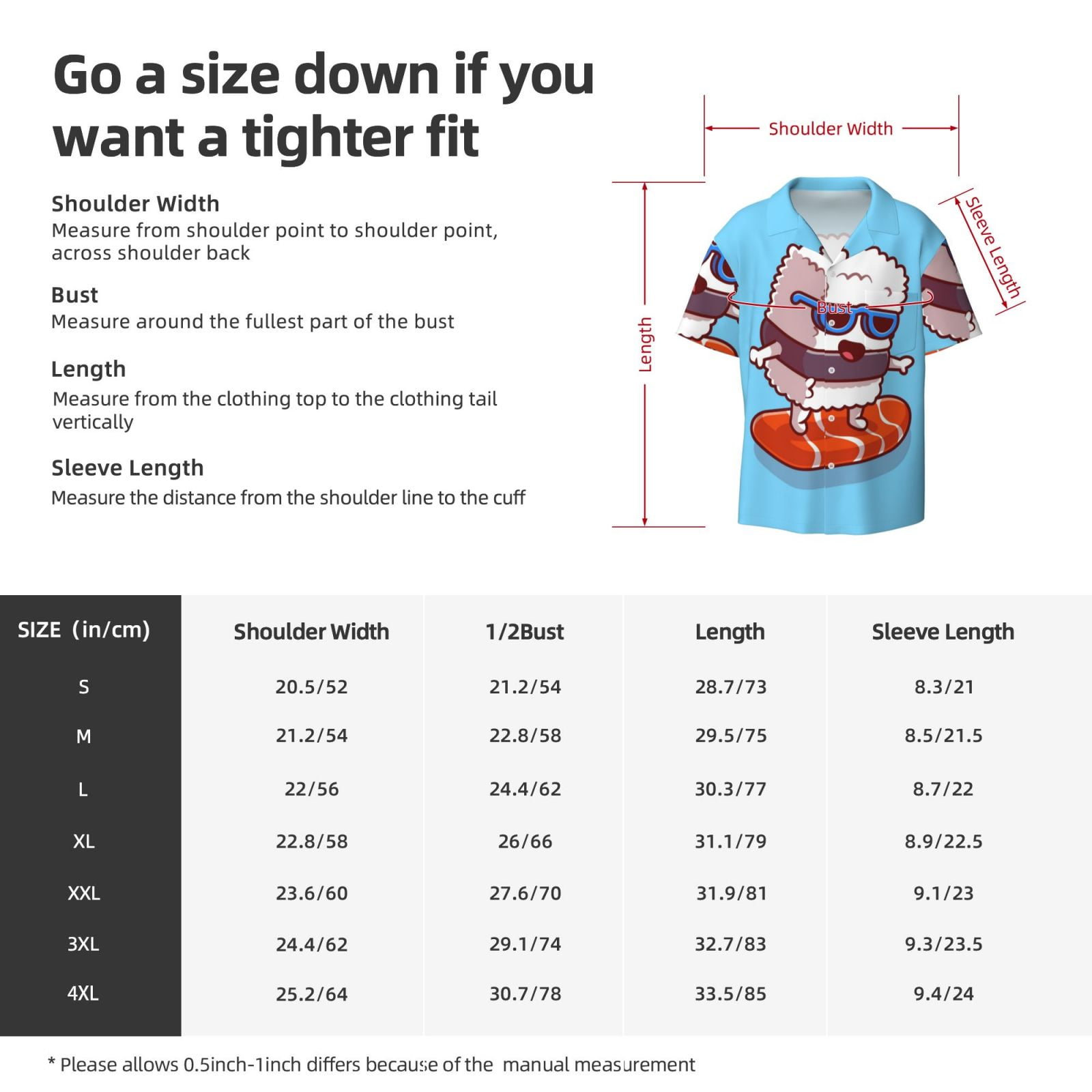 Kdxio Men'S Hawaiian Shirt For Men Short Sleeve Shirt Sushi Salmon Surfing Summer Casual Holiday Beach Button Down T-Shirts