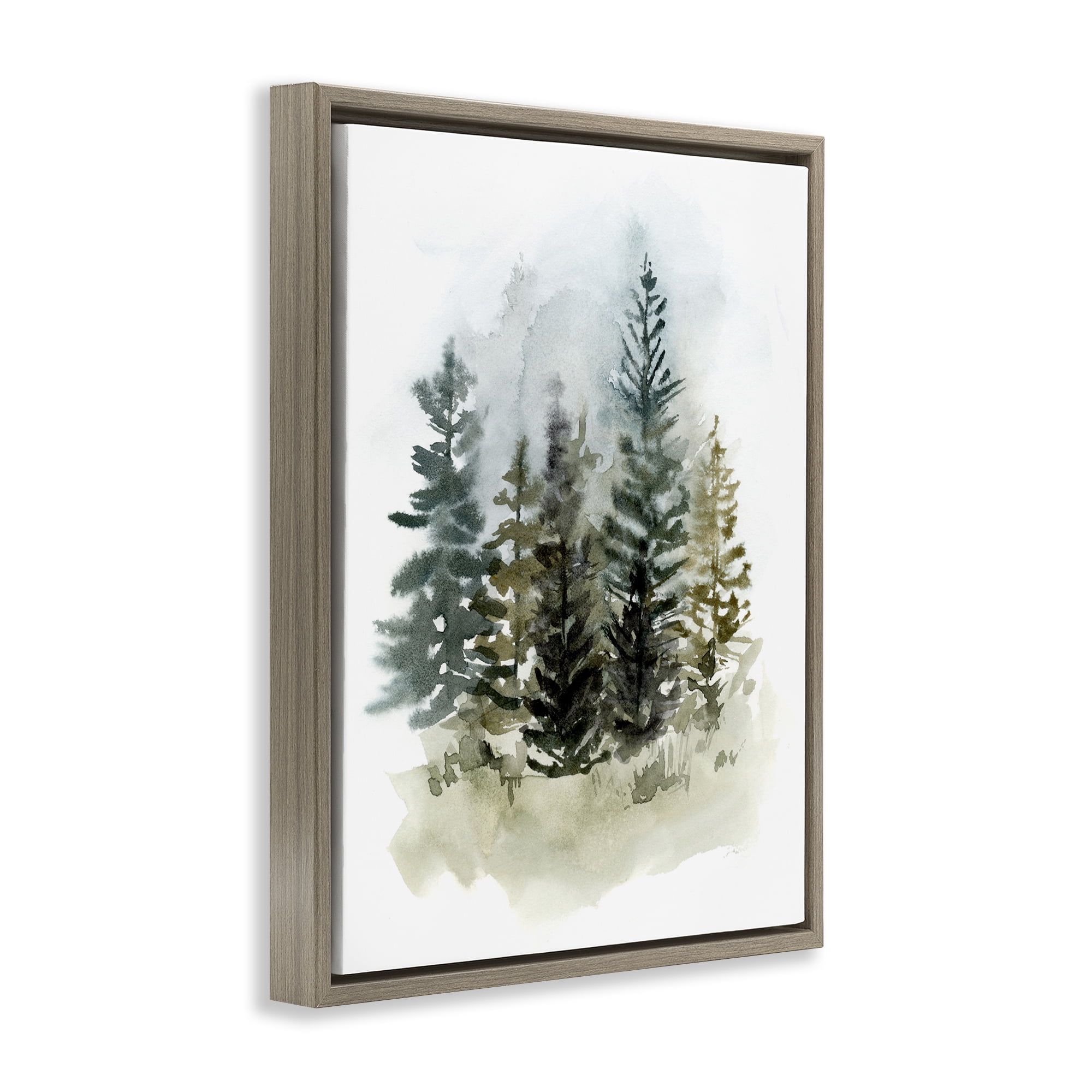 Stupell Industries Layered Woodland Trees Botanical & Floral Painting Brown Floater Framed Art Print Wall Art, 17 x 21