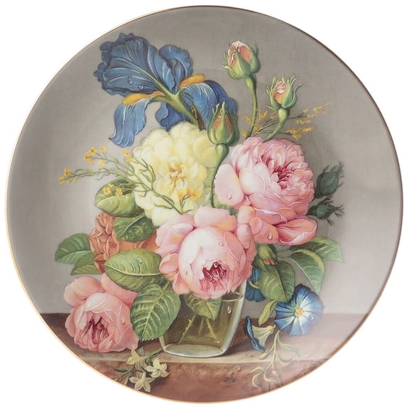 STPgoods Garden Bouquet Porcelain Decorative Wall Plate 8.1" (20.5 cm) Hanging Wall Decoration