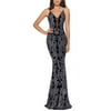 Betsy & Adam Women's Glitter Print Gown Black Size 8