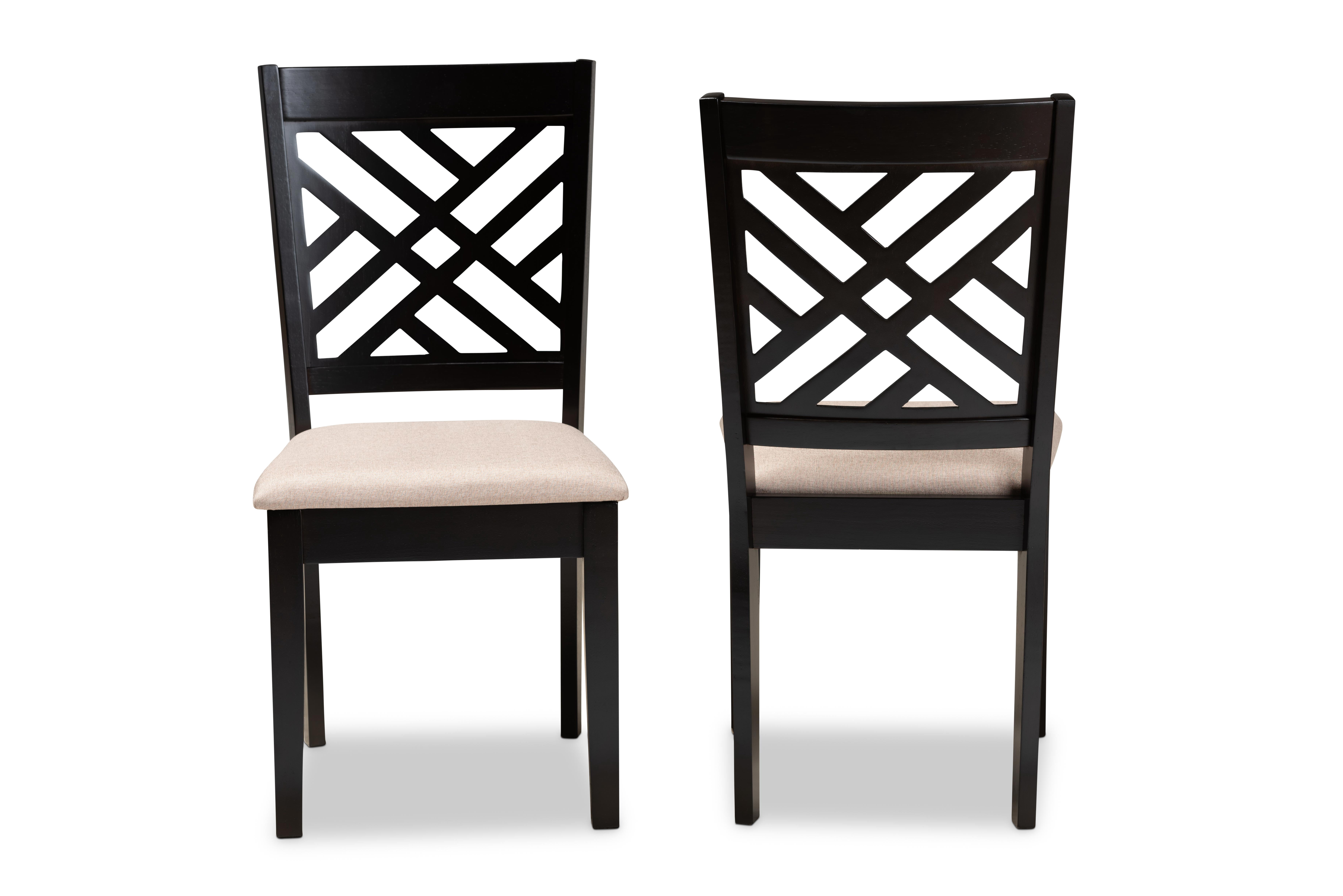 Baxton Studio Caron Modern and Contemporary Sand Fabric Upholstered Espresso Brown Finished Wood 2-Piece Dining Chair Set Set