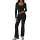 thumbnail image 2 of Conjuntos de Salón para Mujer, Conjuntos Casuales Y2K de 2 Piezas, Tops Cortos de Corta, Pantalones Acampanados con Pliegues y Chándales. Negro L, 2 of 9
