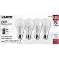 thumbnail image 5 of Satco A19 LED Light Bulb - 12W, Medium Base, CCT Selectable, 90 CRI - 4 Pack, White, 5 of 8