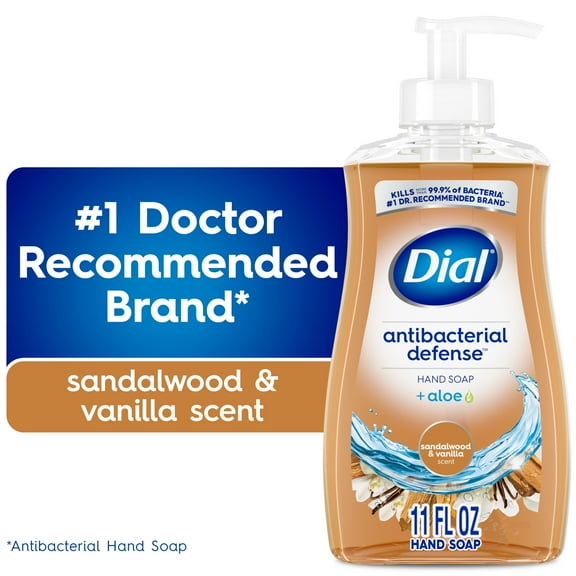 Dial Antibacterial Defense Sandalwood & Vanilla Liquid Hand Soap, 11 fl oz