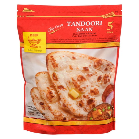 Pain naan tandoori cuit au four traditionnel de Deep 5x85g