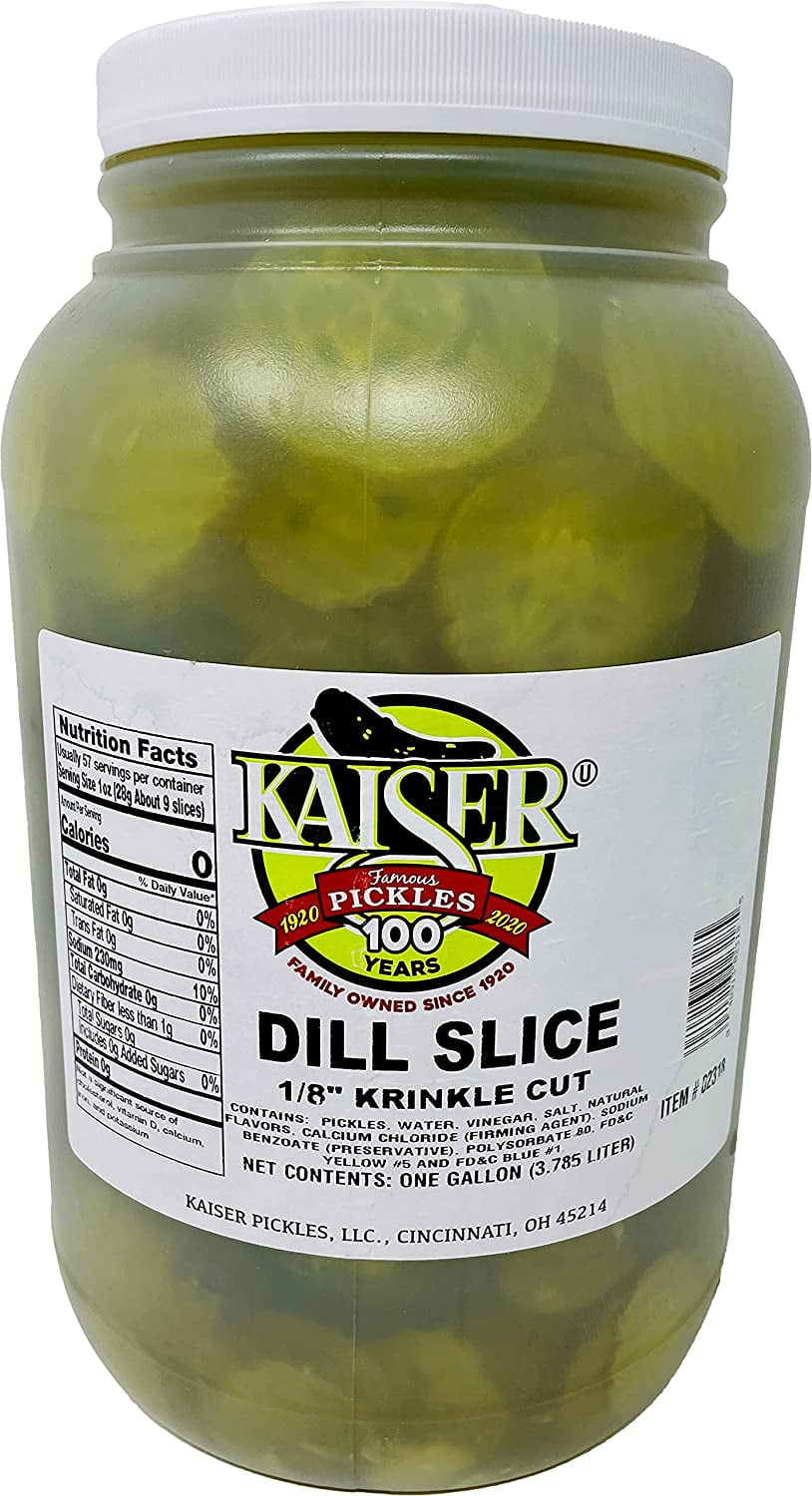 Kaiser Dill Slice Pickles 1/8" Krinkle Cut Gallon Jar