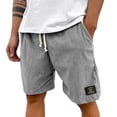 thumbnail image 2 of Men's Organic Stretch Corduroy Shorts Elastic Waist Drawstring Casual Summer Beach Lounge Shorts with Pockets Gray 5XL, 2 of 6