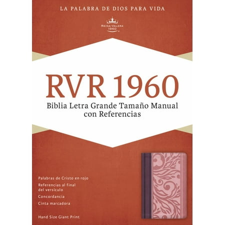 RVR 1960 Biblia Letra Grande Tamaño Manual con Referencias, borravino/rosado símil piel