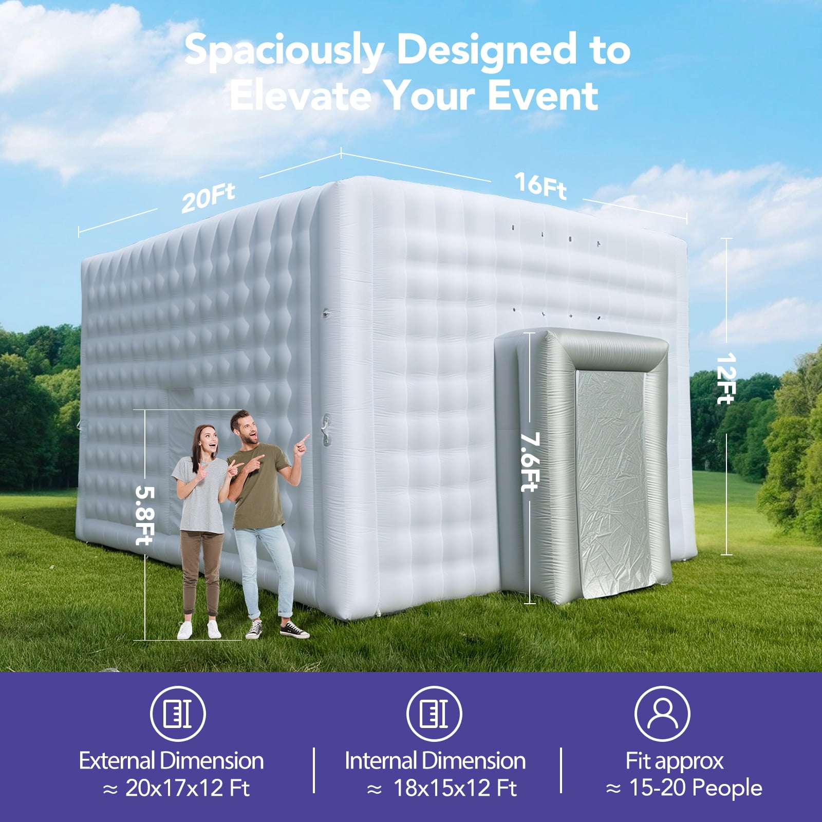 Wellcomer Giant 20'17'x12' Inflatable Outdoor Event/Party Tent - white