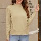 thumbnail image 2 of Gibobby Suéter elegante Sexy de cuello Rojoondo para mujer, suéter de manga larga, prendas de punto informales con encaje Floral para otoño e invierno (Beige, M), 2 of 3