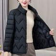 thumbnail image 4 of Cotton Padded Coat Stand Collar Long Sleeve Zipper Placket Warm Winter Jacket with Pockets Solid Color Thickened Quilted Outwear, 4 of 8
