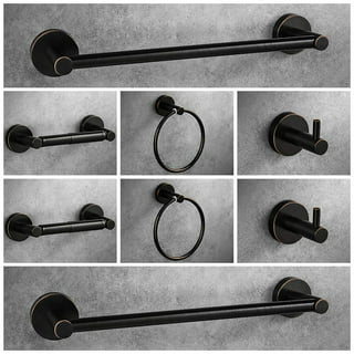 WINCASE Bronze Bathroom Accessories, Oil Rubbed Towel Bar Set 24 Inch,  Hardware 4 Pieces ORB Towel Rod Toilet Paper Holders Robe Hook Wall Mounted