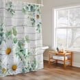 thumbnail image 4 of Daisy Eucalyptus Leaves Shower Curtain, Floral Spring White Wood Grain Waterproof Shower Curtain Set with 12 Hooks Lightweight Bath Curtains Fabric Bathroom Decor 72x84 Inches, 4 of 9
