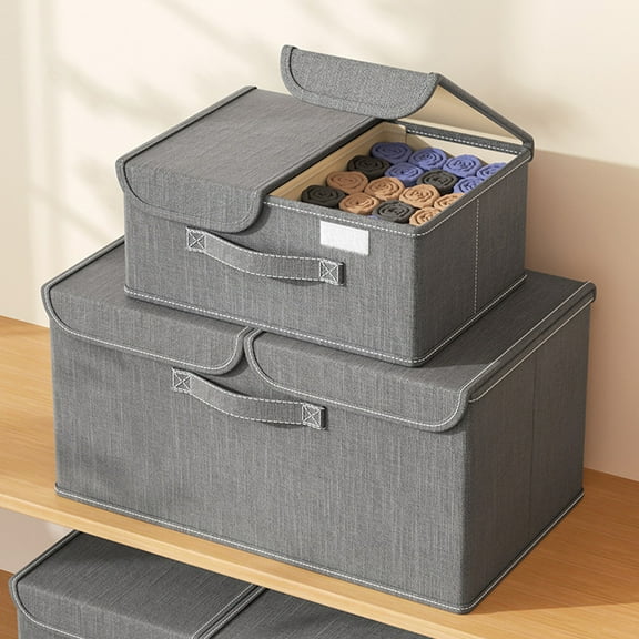 Storage Bins With Lids, Clear Fabric Boxes, Stackable, Handle-Equipped, Modern Design, Home Use, Toy Room Organizers, Heavy-Duty, Space-Saving Sopatenor