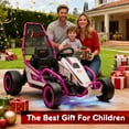 thumbnail image 6 of Xuanlur 24V 8.5 MPH Electric Go Kart for Kids w/ Front EVA Wheel, 400W Powerful Drift Kart w/Metal Frame, Music & Strobe Lights, Suspension, 2 Speed, 5 Point Harness, Crazy Cart for Kids 6+, Pink, 6 of 8