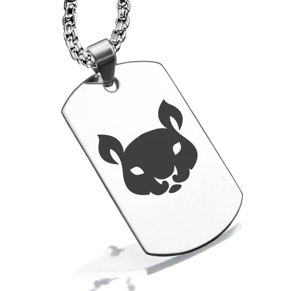 Stainless Steel Year of the Rat Zodiac Dog Tag Pendant Necklace