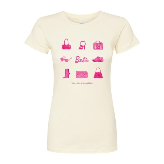 Barbie - Iconic Purse, Shoes, Sunglasses, & Boombox - Doll Sold Separately - Juniors Fitted Graphic T-Shirt