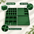 thumbnail image 5 of 4-Pack Jewelry Tray Drawer Organizer, Stackable Velvet Jewelry Storage Trays for Rings, Earrings, Necklaces and Bracelets, Green, 8.27 x 4.92 in, 5 of 7